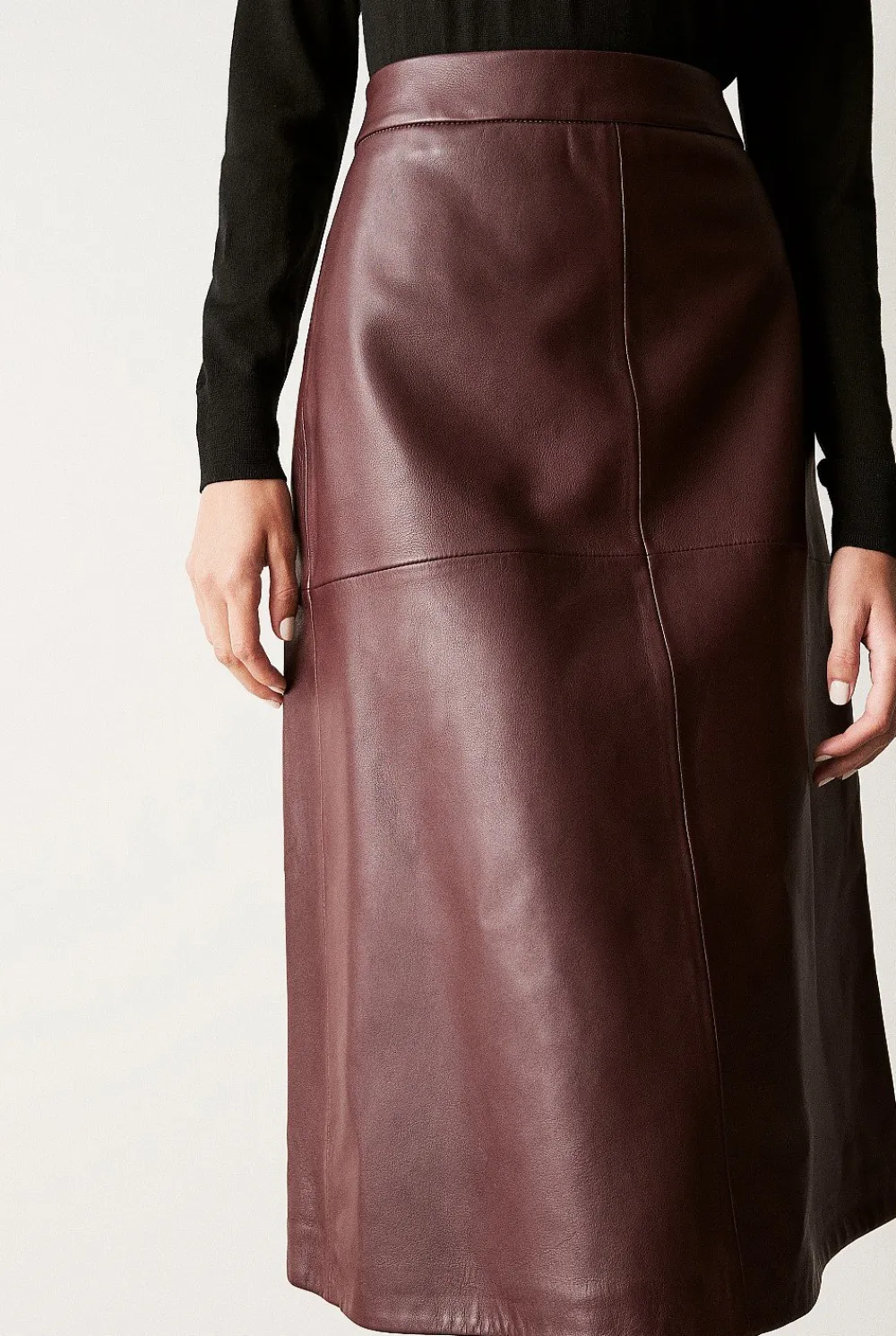 Skirts|The Leather Edit>Trenery Leather A-Line Skirt PinotNoir