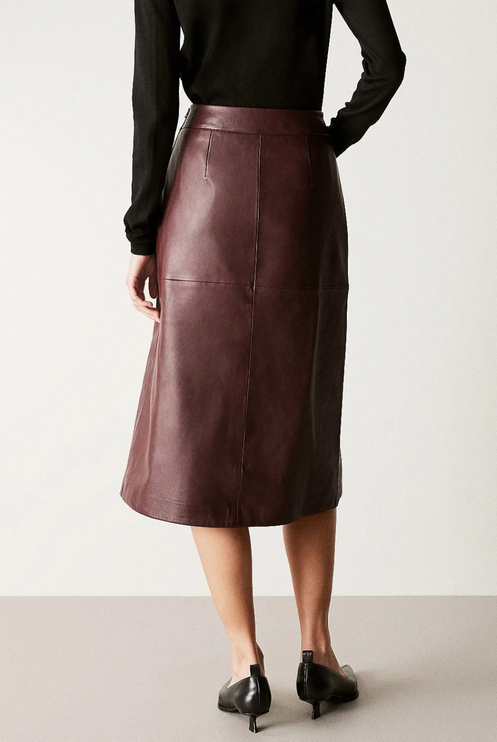 Skirts|The Leather Edit>Trenery Leather A-Line Skirt PinotNoir