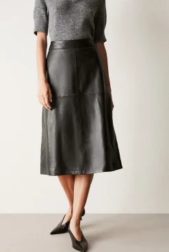 Skirts|The Leather Edit>Trenery Leather A-Line Skirt Black
