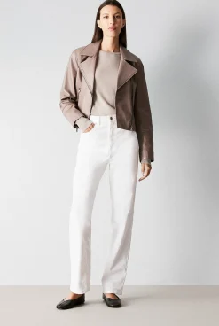 The Leather Edit>Trenery Leather Biker Jacket Cinder