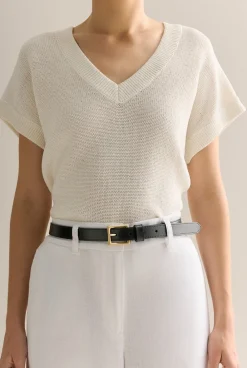 Belts>Trenery Leather Slim Belt Black