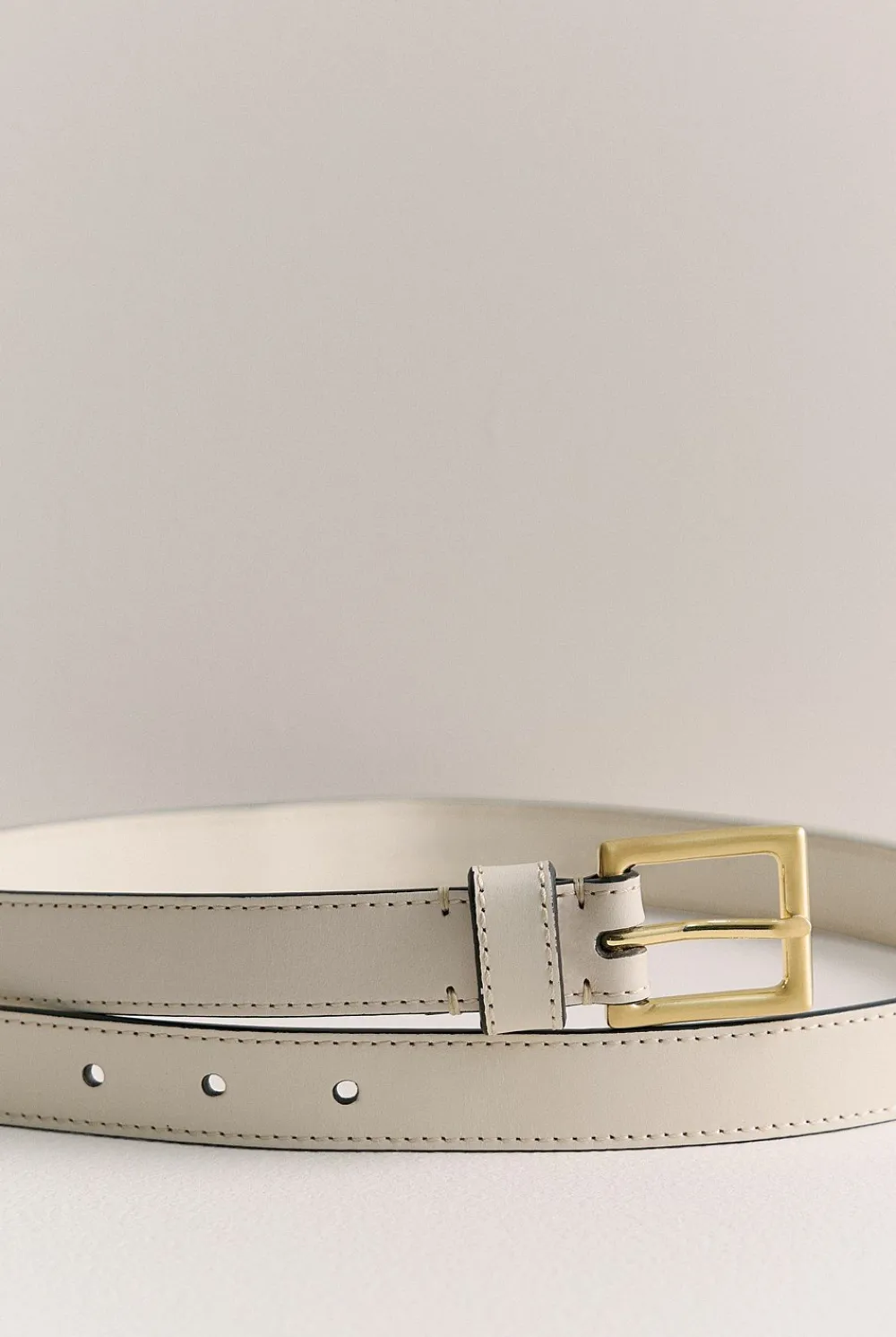 Belts>Trenery Leather Slim Belt Parchment