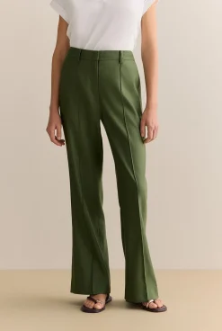 Occasion Dresses & Outfits>Trenery Linen Blend Twill Smart Pant Ivy