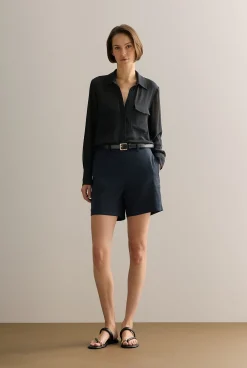 Shorts>Trenery Linen Blend Twill Smart Short Black