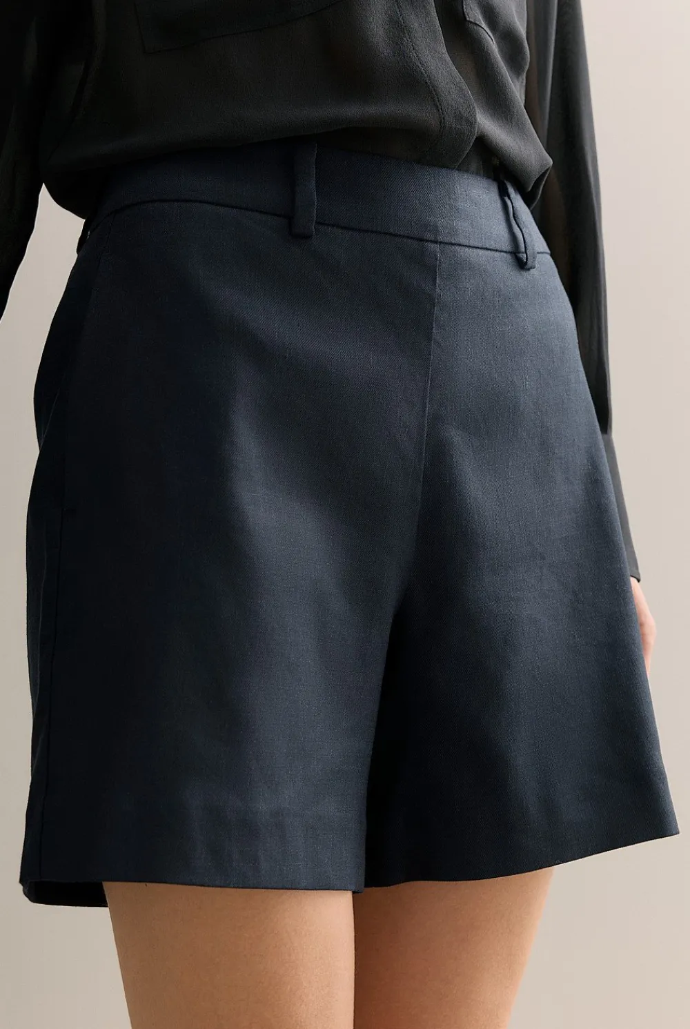 Shorts>Trenery Linen Blend Twill Smart Short Black