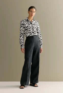 Shirts>Trenery Linen Bold Geo Shirt BlackMulti