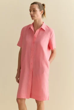 Dresses|Occasion Dresses & Outfits>Trenery Linen Button Through Shift Dress PinkGrenadine