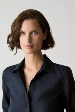 Shirts|The Linen Edit>Trenery Linen Classic Shirt NightSky