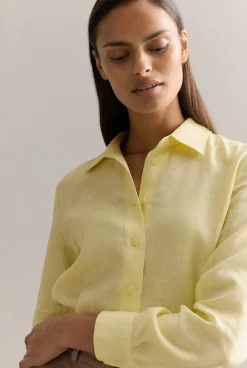 Shirts>Trenery Linen Classic Shirt Yellow