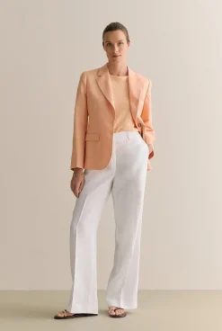 T-shirts & Tops|Knitwear>Trenery Linen Cotton Knit Relaxed T-shirt PaleApricot