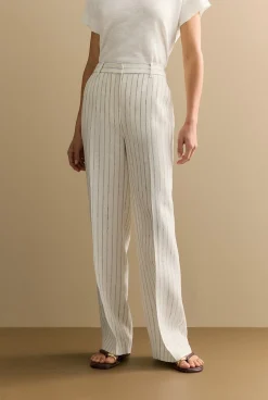 Co-ord Sets|Occasion Dresses & Outfits>Trenery Linen Dot Stripe Pant White