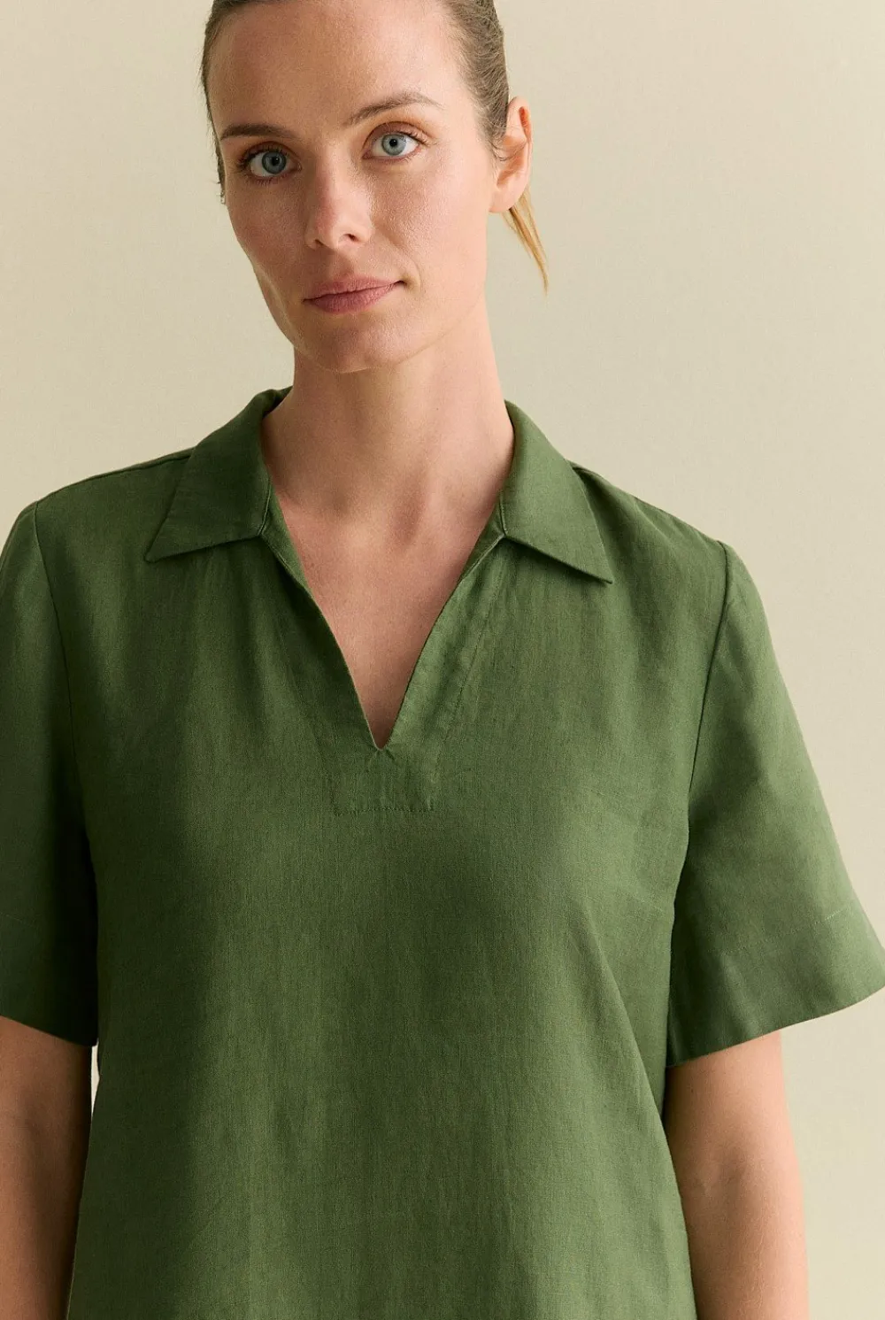 Dresses|Occasion Dresses & Outfits>Trenery Linen Polo Collar Midi Shift Dress Ivy