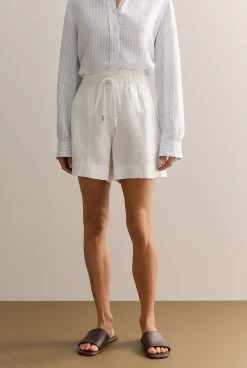 Shorts|The Linen Edit>Trenery Linen Pull On Short White