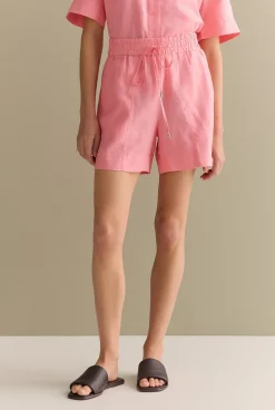 Co-ord Sets|Shorts>Trenery Linen Pull On Short PinkGrenadine