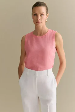 Shirts|T-shirts & Tops>Trenery Linen Shell Tank PinkGrenadine