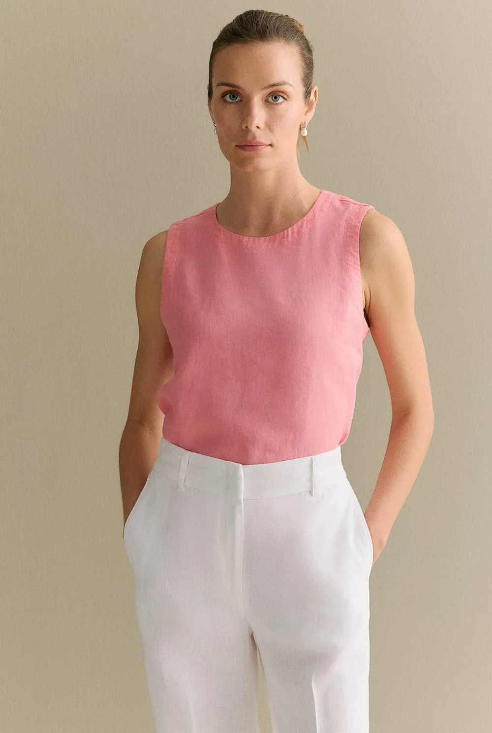 Shirts|T-shirts & Tops>Trenery Linen Shell Tank PinkGrenadine