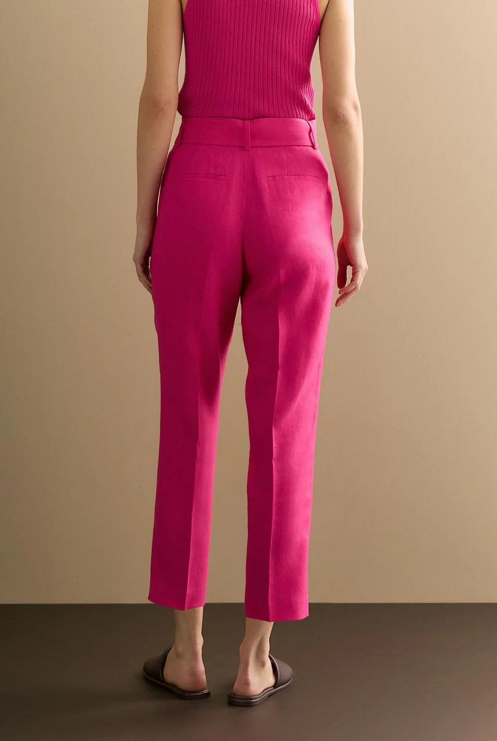 Pants>Trenery Linen Straight Leg Belted Pant Fuchsia