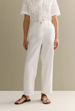 The Linen Edit>Trenery Linen Stretch Waist Pant White