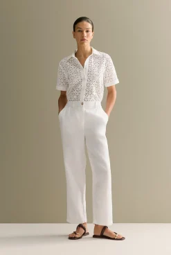 The Linen Edit>Trenery Linen Stretch Waist Pant White