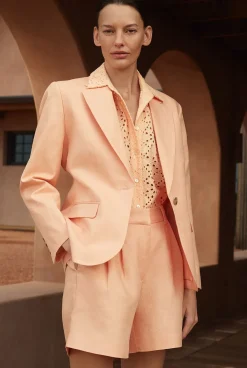 Outerwear|Co-ord Sets>Trenery Linen Twill Notch Lapel Blazer PaleApricot