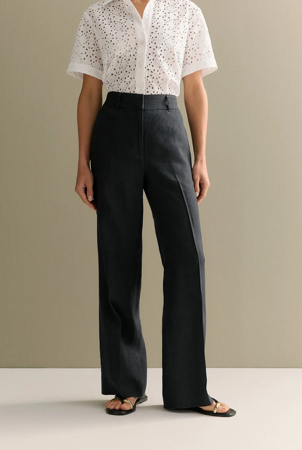 Pants|Occasion Dresses & Outfits>Trenery Linen Wide Leg Pant Black