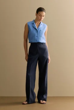 Pants|Occasion Dresses & Outfits>Trenery Linen Wide Leg Pant NightSky