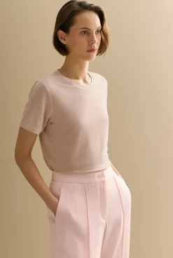 T-shirts & Tops>Trenery Metallic Shimmer T-shirt PinkSalt