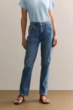 Denim & Jeans>Trenery Mid Rise Straight Leg Jean VintageWashDenim
