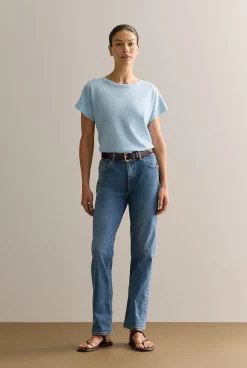 Denim & Jeans>Trenery Mid Rise Straight Leg Jean VintageWashDenim