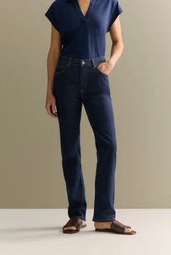 Denim & Jeans>Trenery Mid Rise Straight Leg Jean DarkIndigo