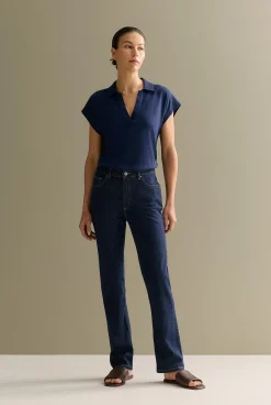 Denim & Jeans>Trenery Mid Rise Straight Leg Jean DarkIndigo