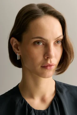 Jewellery|Occasion Dresses & Outfits>Trenery Nola Huggie Earrings Silver