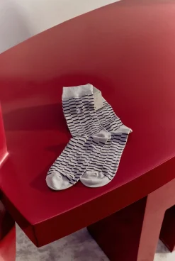 Socks>Trenery Optical Stripe Crew Sock Cement