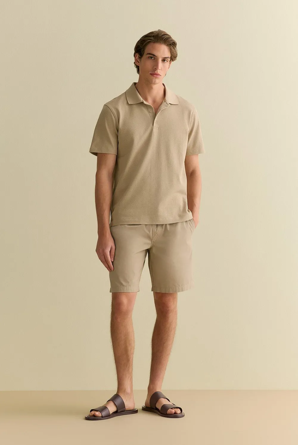 Shorts>Trenery Organically Grown Cotton Twill Pull On Short Barley