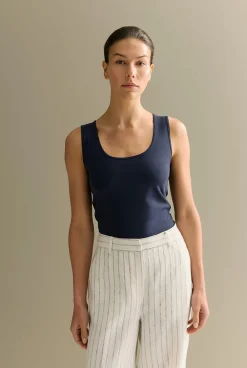 T-shirts & Tops>Trenery Organically Grown Cotton Tank NightSky