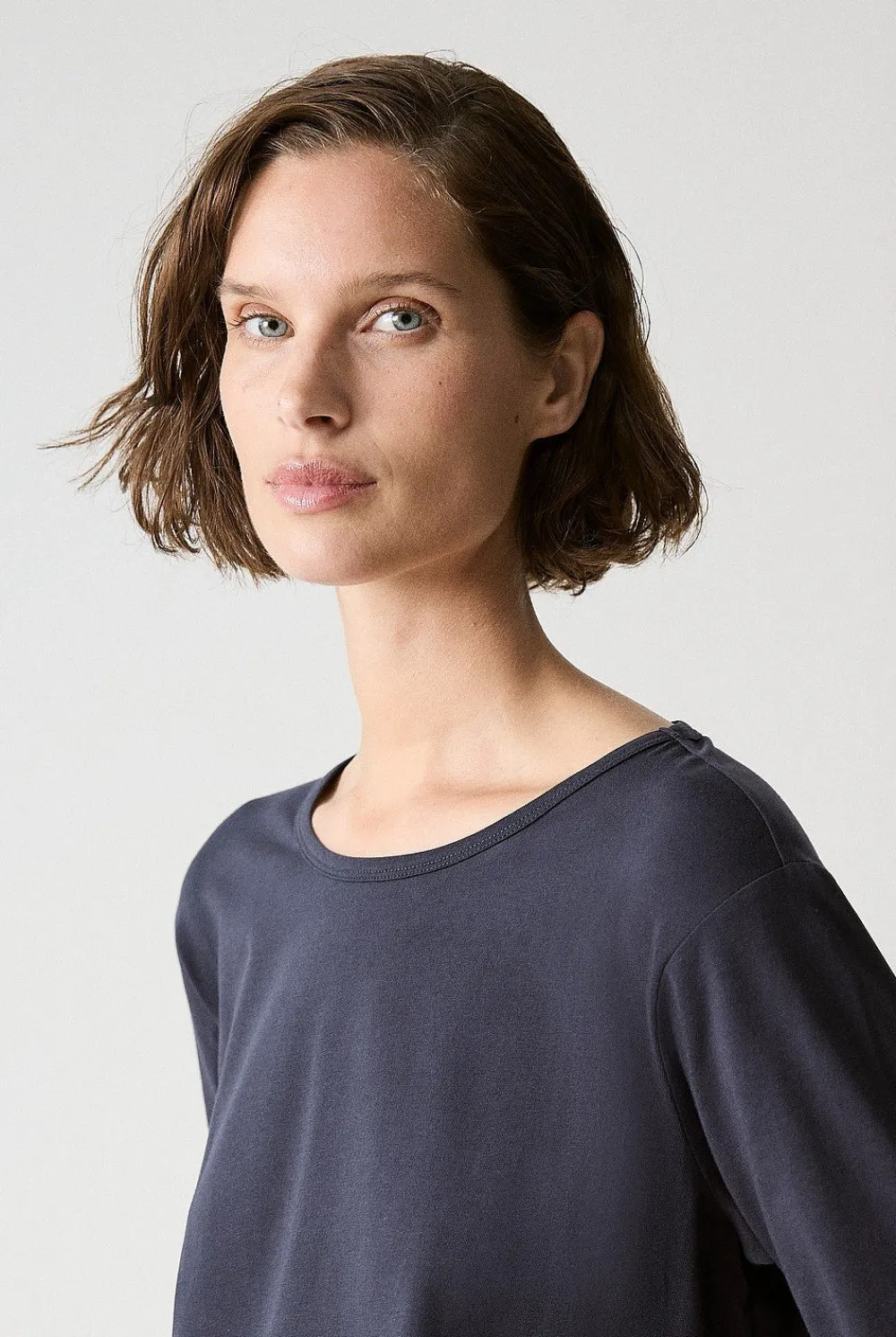 T-shirts & Tops>Trenery Organically Grown Cotton 3/4 Sleeve T-Shirt NightSky