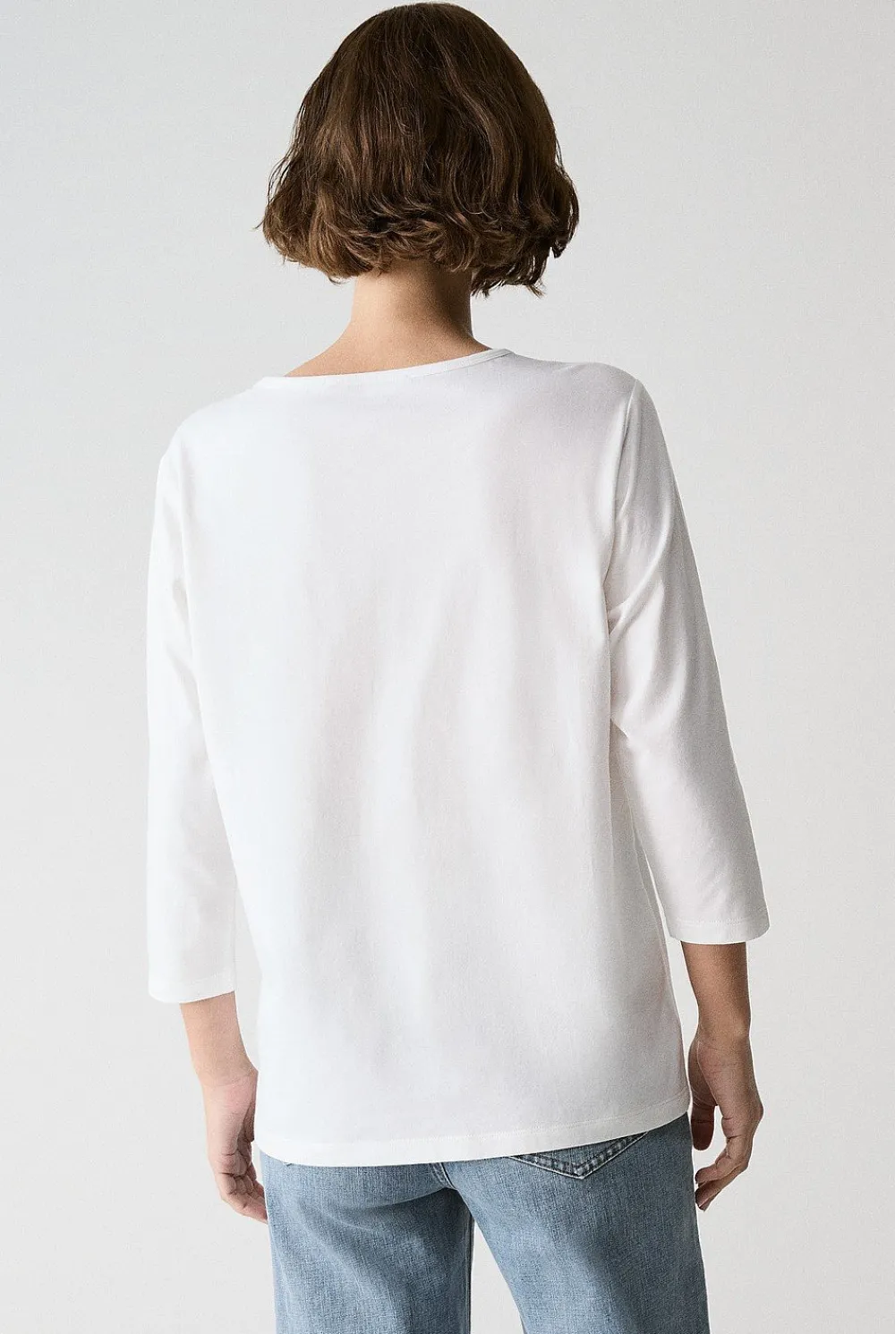 T-shirts & Tops>Trenery Organically Grown Cotton 3/4 Sleeve T-Shirt Marshmallow