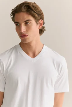 T-shirts|Organic Cotton T-shirts>Trenery Organically Grown Cotton V Neck T-Shirt White