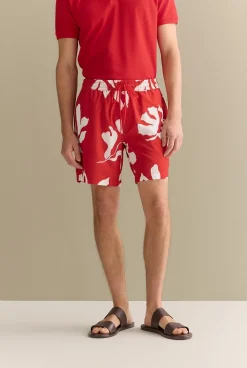 Shorts>Trenery Palm Leaf Swim Short DeepRed
