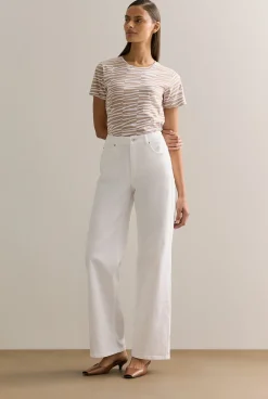 T-shirts & Tops>Trenery Pima Cotton Abstract Geo Print T-shirt Biscuit