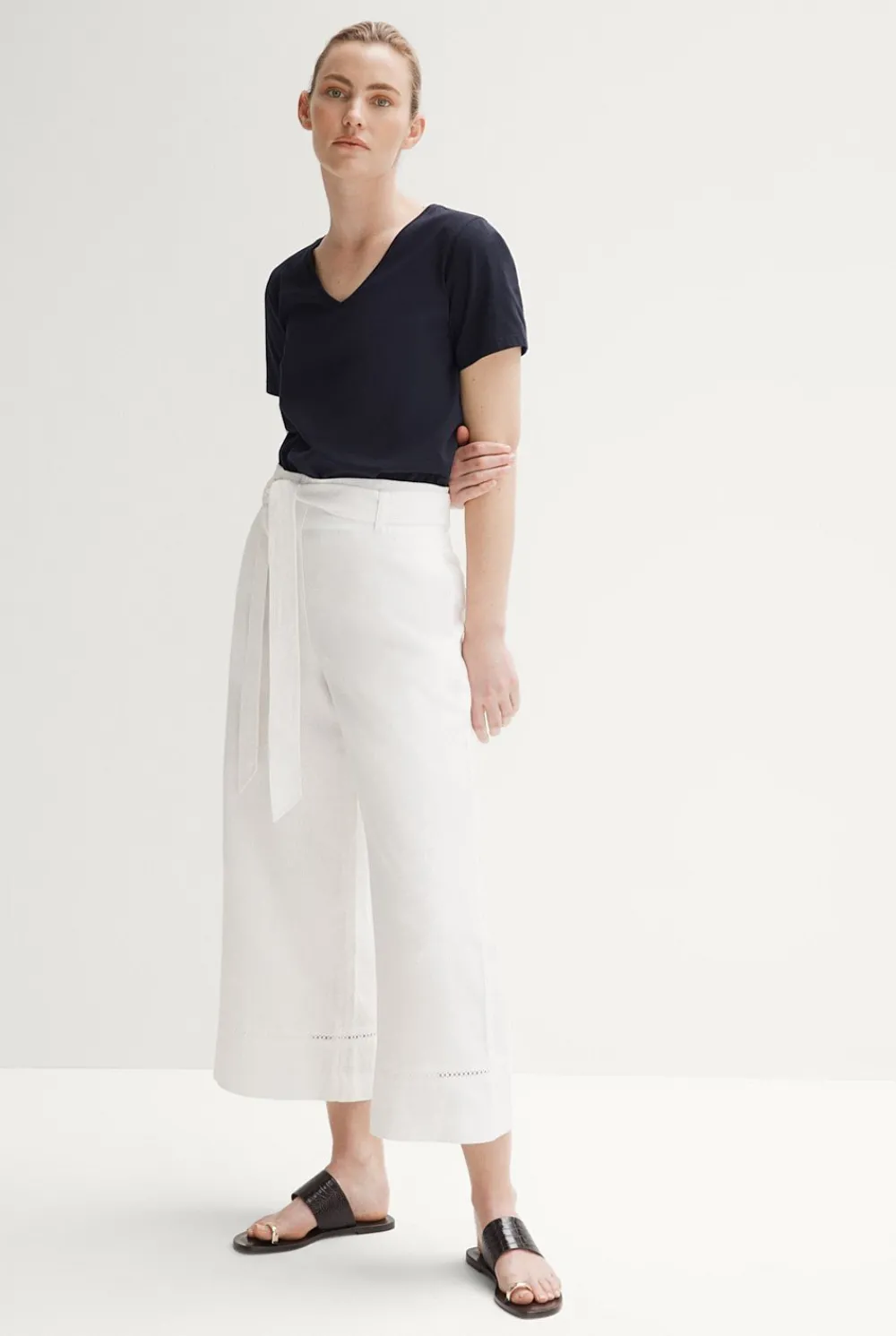 T-shirts & Tops>Trenery Pima Cotton V Neck T-shirt NightSky