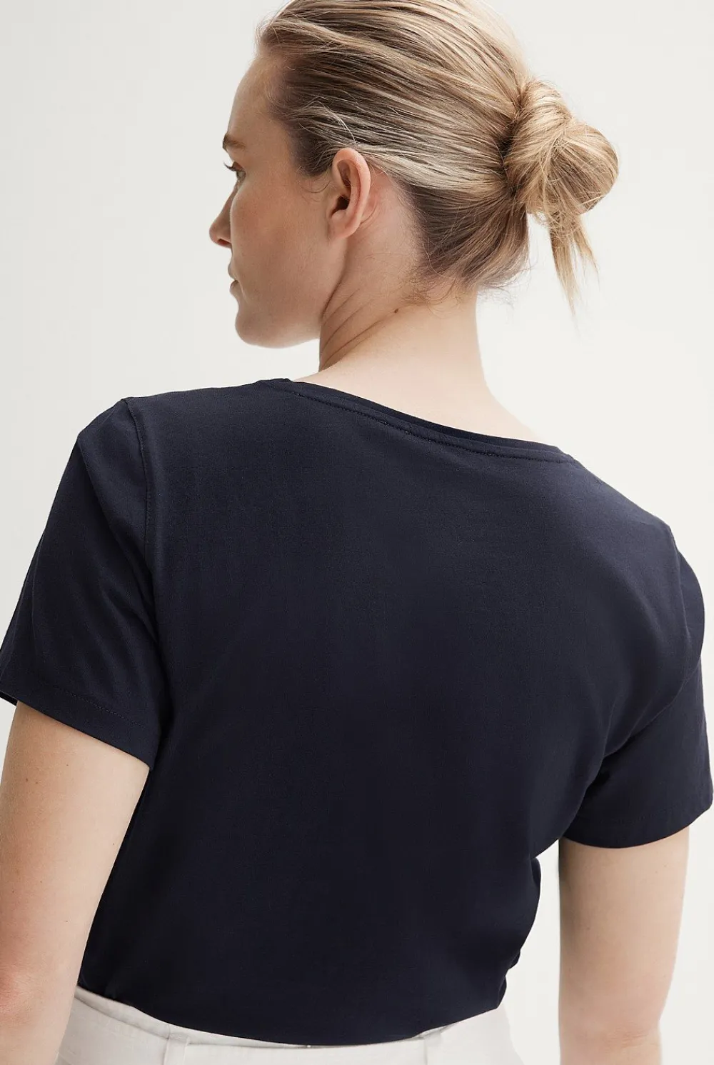 T-shirts & Tops>Trenery Pima Cotton V Neck T-shirt NightSky