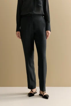 Pants>Trenery Piping Detail Straight Leg Pant Black