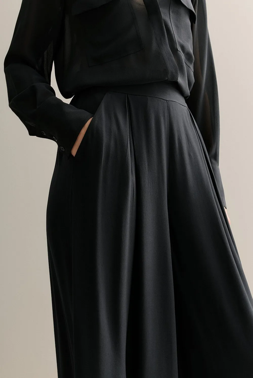 Pants>Trenery Pleat Detail Palazzo Pant Black