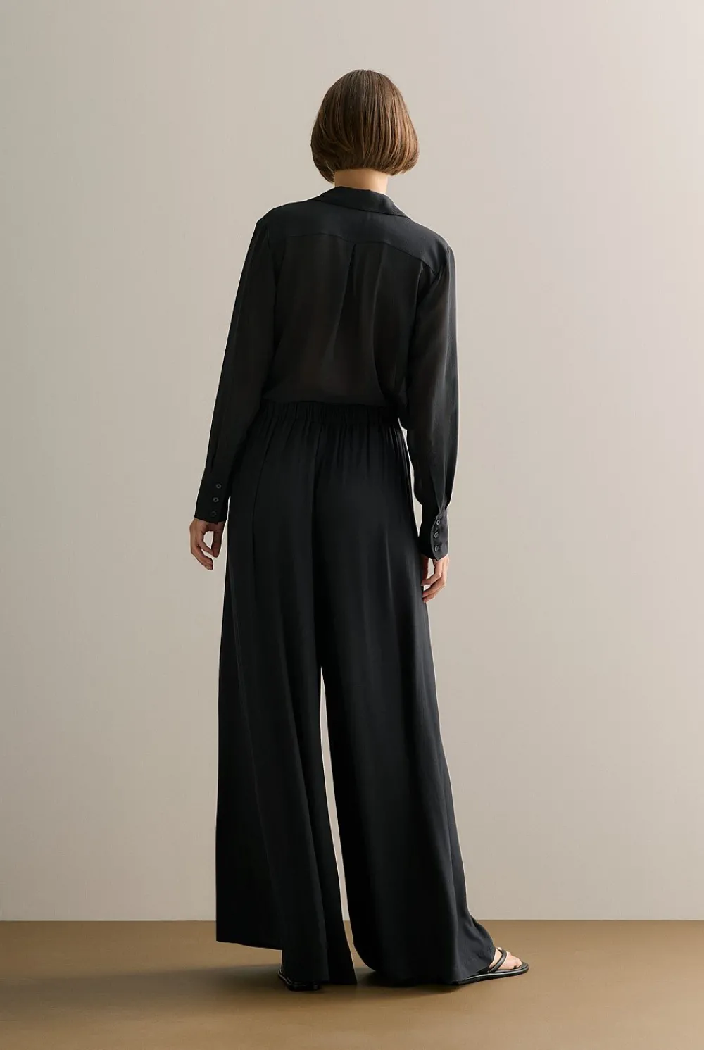 Pants>Trenery Pleat Detail Palazzo Pant Black
