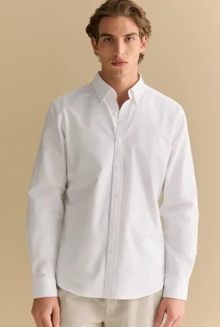 Shirts|Oxford Shirts>Trenery Regular Fit Cotton Monogram Oxford Shirt White