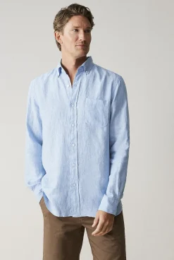 Shirts|Linen Shirts>Trenery Regular Fit Delave Linen Shirt FreshBlue
