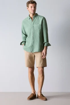 Shirts|Linen Shirts>Trenery Regular Fit Delave Linen Long Sleeve Shirt Willow