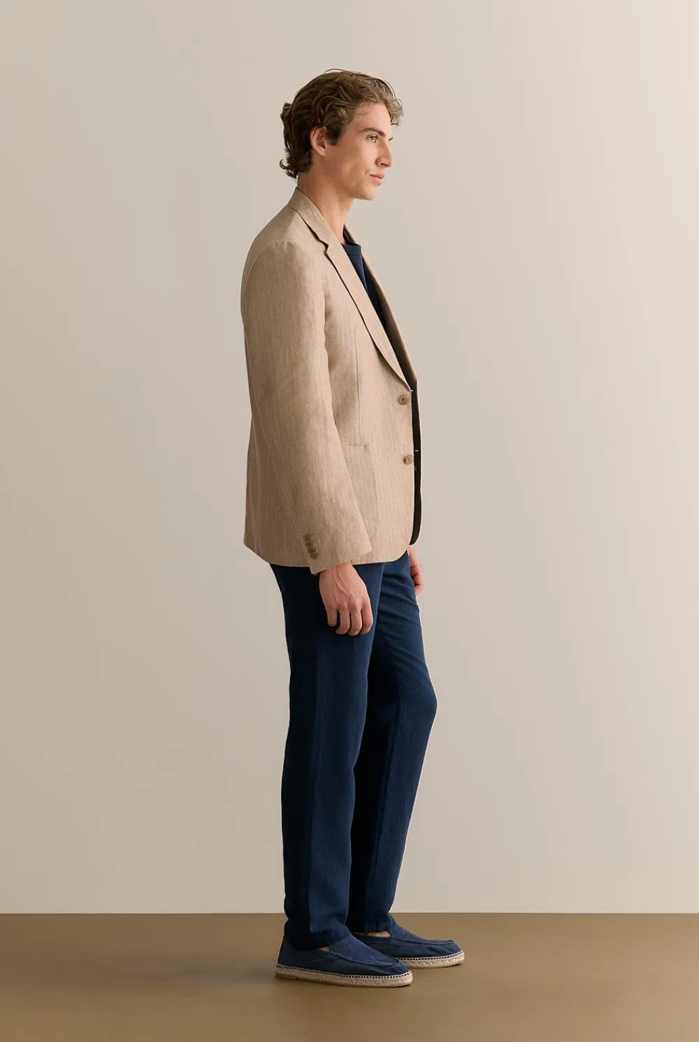 Outerwear|Suits & Tailoring>Trenery Regular Fit Irish Linen Herringbone Blazer Barley