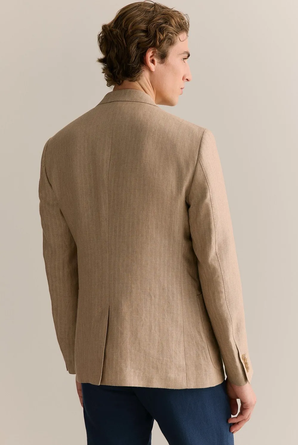 Outerwear|Suits & Tailoring>Trenery Regular Fit Irish Linen Herringbone Blazer Barley